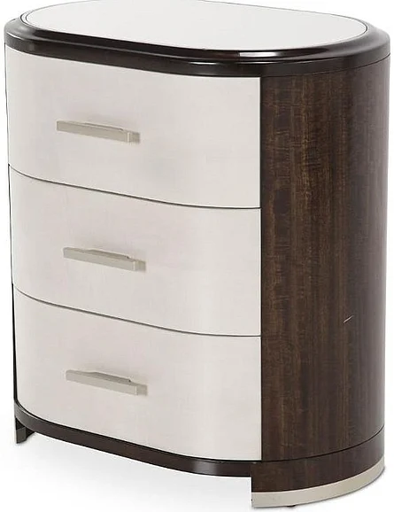 AICO Paris Chic 3 Drawer Nightstand in Espresso 9003040-409
