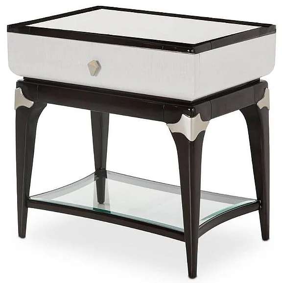 AICO Paris Chic Rectangular End Table/ Nightstand in Espresso 9003222-409