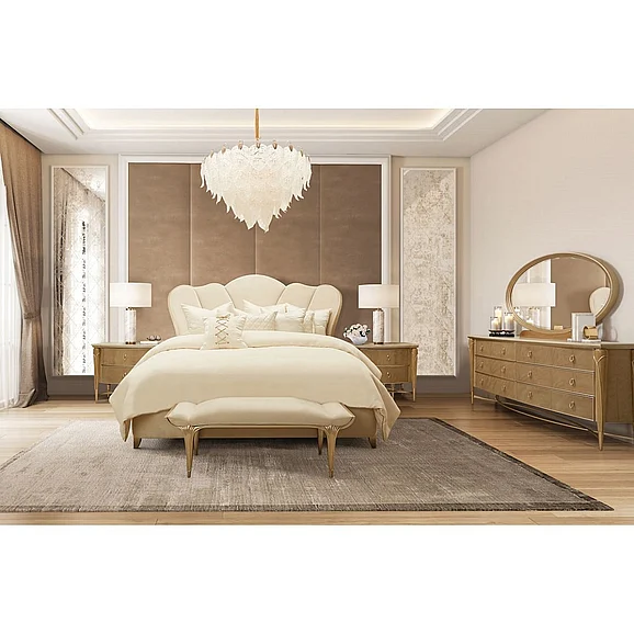AICO Villa Cherie 2pc Platform Bedroom Set in Caramel