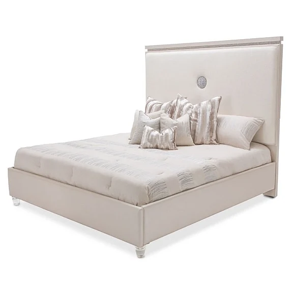 AICO Glimmering Heights Queen Upholstered Bed in Ivory 9011000QN-111
