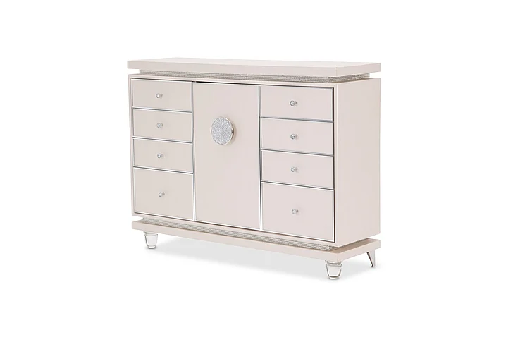 AICO Glimmering Heights Upholstered Dresser in Ivory 9011050-111 CLOSEOUT