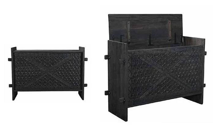 Moti Furniture Surita Trunk Box in Dark Grey