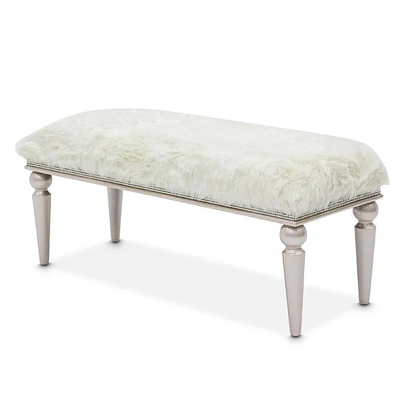 AICO Glimmering Heights Non-Storage Bed Bench in Ivory 9011904-111 CLOSEOUT