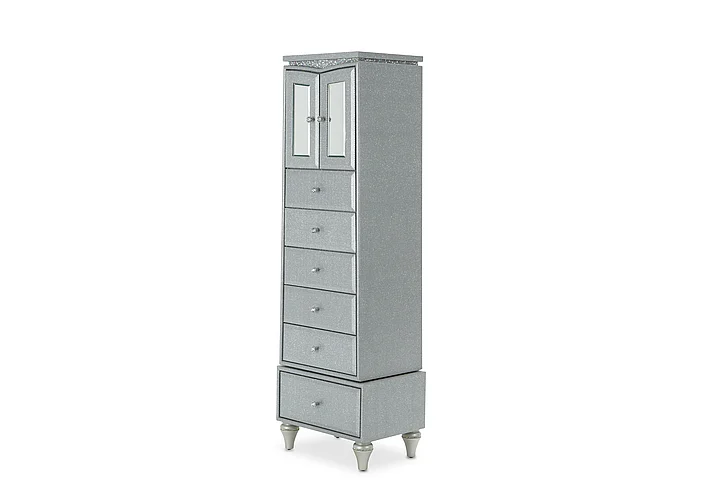 AICO Melrose Plaza Upholstered Swivel Lingerie Chest in Dove 9019062-118 CLOSEOUT
