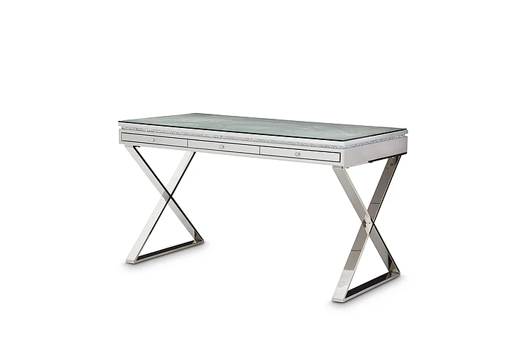 AICO Melrose Plaza Writing Desk with Glass Top in Dove 9019277-217-118