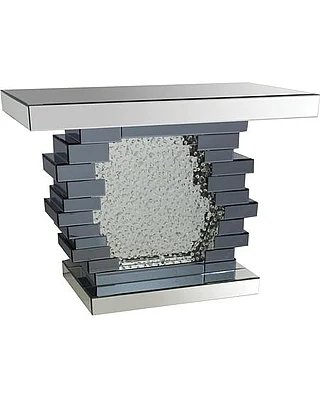 Acme Furniture Nysa Console Table in Mirrored & Faux Crystals 90232