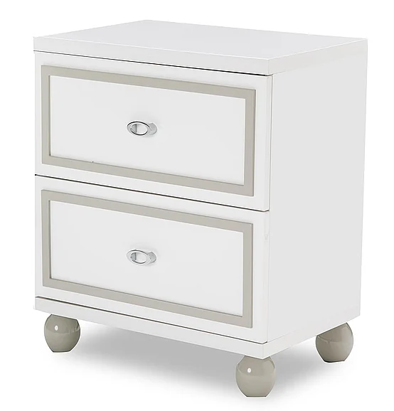 AICO Sky Tower 2 Drawer Nightstand in White Cloud 9025640-108