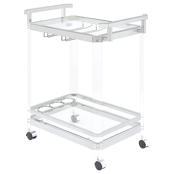 Coaster Jefferson 2-tier Glass Serving Cart Clear in Clear Acrylic 902589
