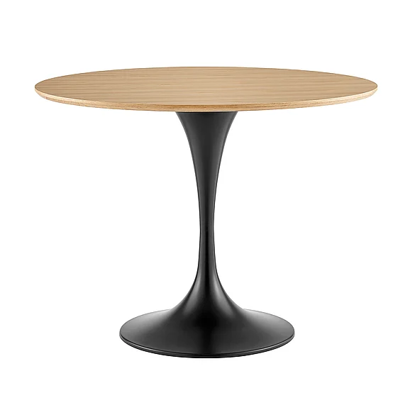 Euro Style Astrid Round Table with Oak Veneer Top and Matte Black Base 90264OAK-KIT CLOSEOUT