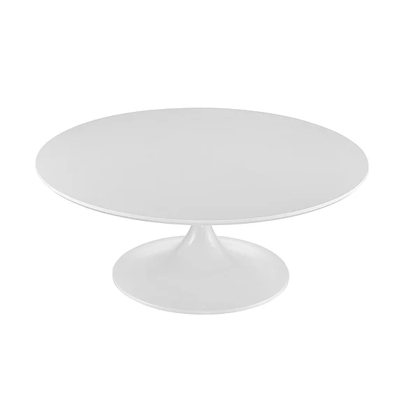 Euro Style Astrid 36" Round Coffee Table with Matte White Top and High Gloss White Base 90287WHT-KIT CLOSEOUT