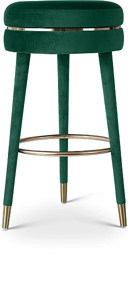 Meridian Coral Velvet Swivel Bar Stool in Green Velvet 702Green-C