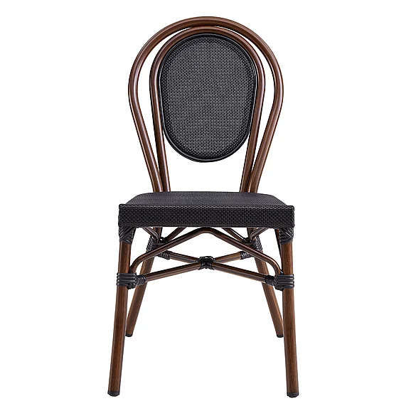 Euro Style Erlend Stacking Chair in Black Textylene Mesh with Brown Frame (Set of 2) 90390BLK CLOSEOUT