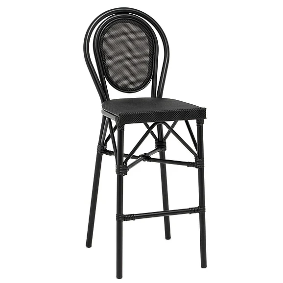 Euro Style Erlend Outdoor Bar Stool in Black Textylene Mesh with Black Frame 90393-BLK CLOSEOUT