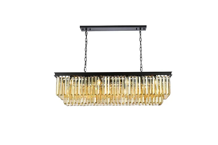 Elegant Sydney 12 Light Matte Black Chandelier Golden Teak (Smoky) Royal Cut Crystal 1232D50MB-GT/RC