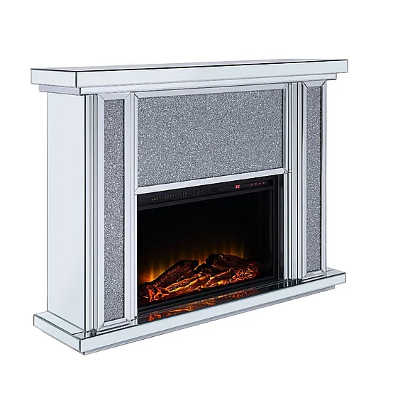 Acme Furniture Nowles Fireplace in Mirrored & Faux Stones 90457