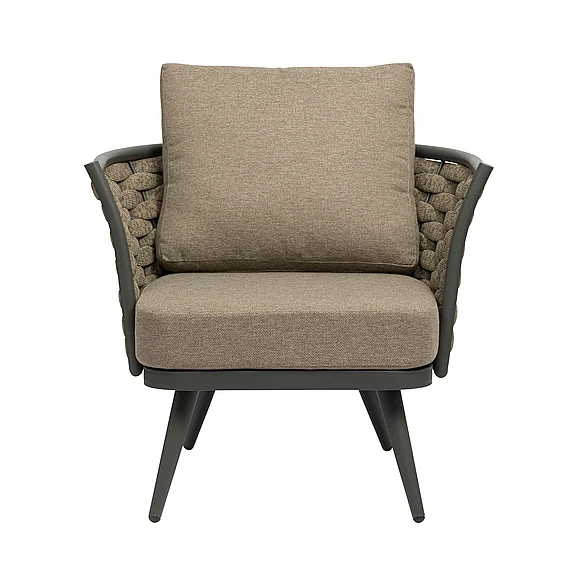 Euro Style Solna Lounge Chair in Taupe Fabric with Gray Frame 90495-TPE CLOSEOUT