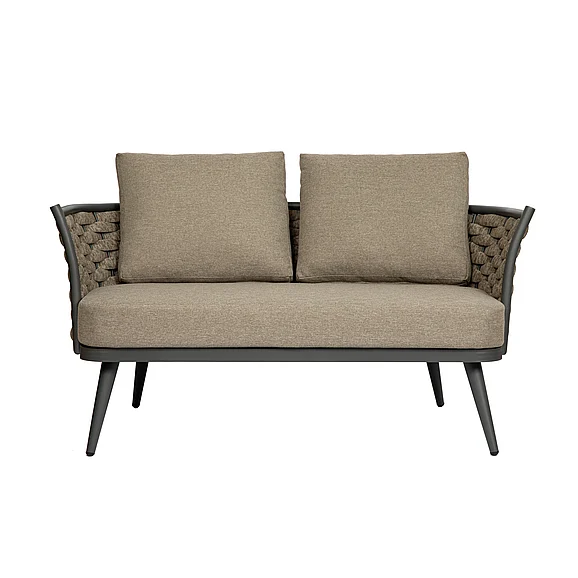Euro Style Solna Loveseat in Taupe Fabric with Gray Frame 90497-TPE CLOSEOUT