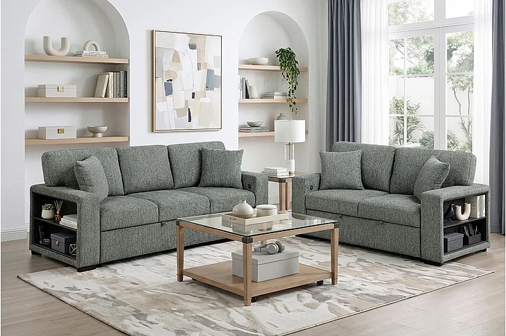Homelegance Alcove 2pc Living Room Set in Green