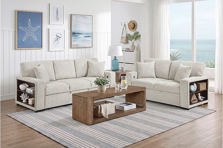 Homelegance Alcove 2pc Living Room Set in Taupe