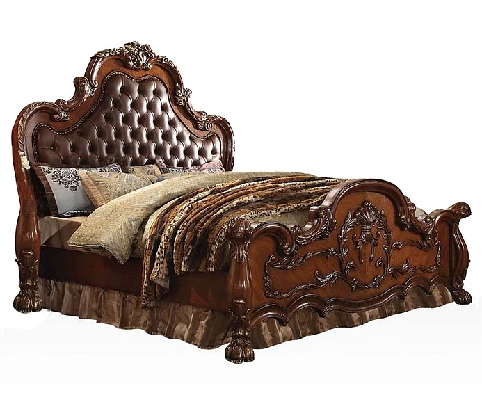 Acme Dresden King Upholstered Bed in Cherry Oak 23137EK