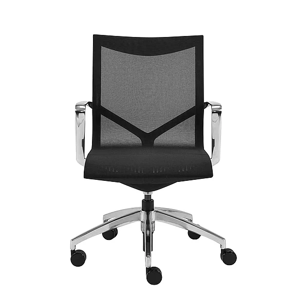 Euro Style Tertu Low Back Office Chair in Black Mesh with Polished Aluminum Base 90554-BLK CLOSEOUT
