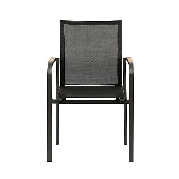 Euro Style Tristan Stackable Armchair in Black Mesh with Anthracite Frame (Set of 2) 90578-BLK