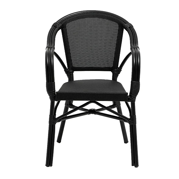 Euro Style Ivan Stacking Armchair in Black Textylene Mesh with Black Frame (Set of 2) 90580-BLK CLOSEOUT