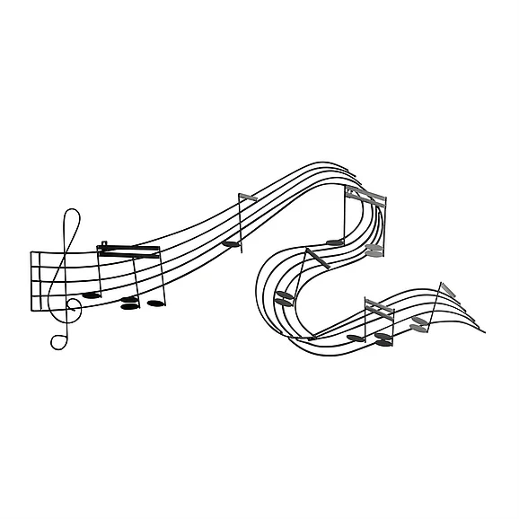 UMA Black Metal Musical Notes Notes Home Wall Decor, 49 x 1 x 21 | 90592