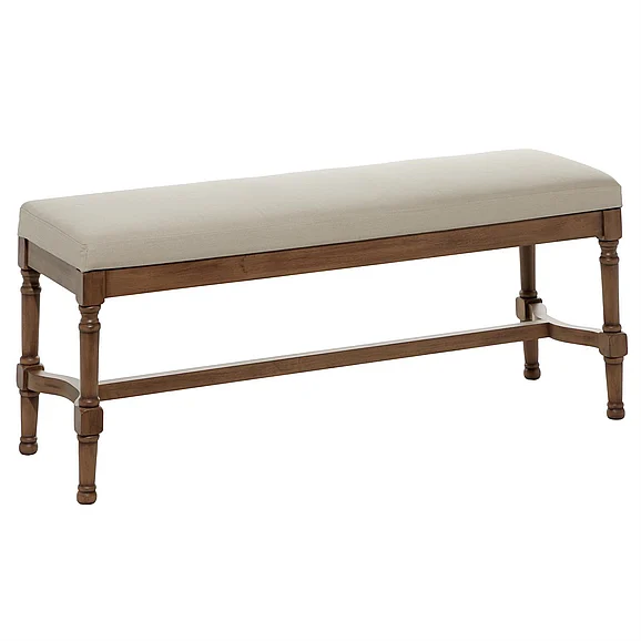 UMA Brown Wood Home Bench with Burlap Seat, 47 x 16 x 18 | 90639
