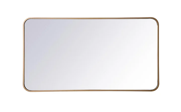 Elegant Soft Corner Metal Rectangular Mirror 22X40 In. in Brass MR802240BR