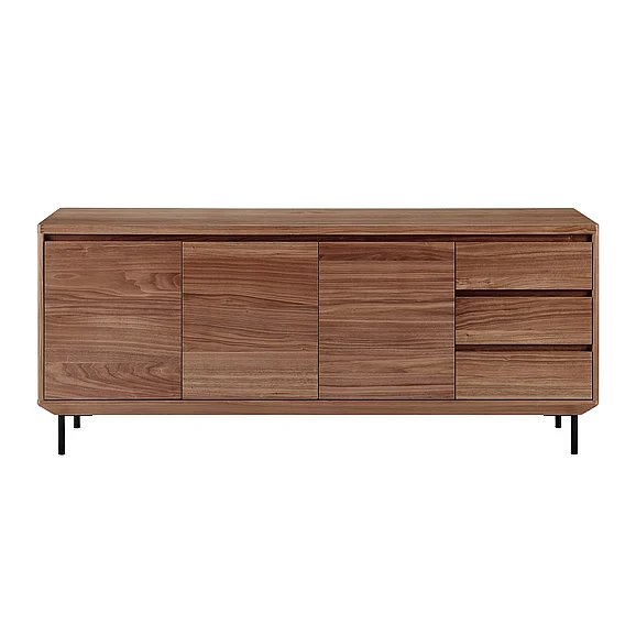 Euro Style Saga Sideboard in Walnut and Matte Black Legs 90690WAL-KIT