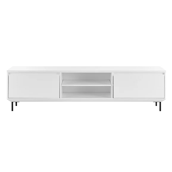 Euro Style Saga Media Stand in Matte White and Matte Black Legs 90693WHT-KIT