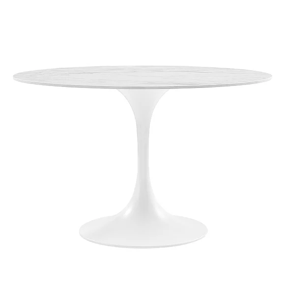 Euro Style Astrid 47" Round Table with with High Gloss White Ceramic Top and High Gloss White Tulip Base 90705WHT-KIT CLOSEOUT