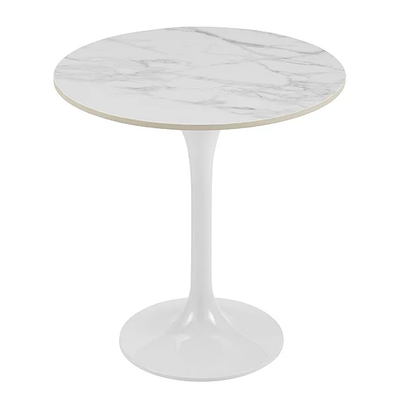 Euro Style Astrid 20" Side Table with High Gloss White Ceramic Top and High Gloss White Tulip Base 90708WHT-KIT