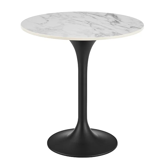 Euro Style Astrid Side Table with High Gloss White Ceramic Top and Matte Black Tulip Base 90709WHT-KIT