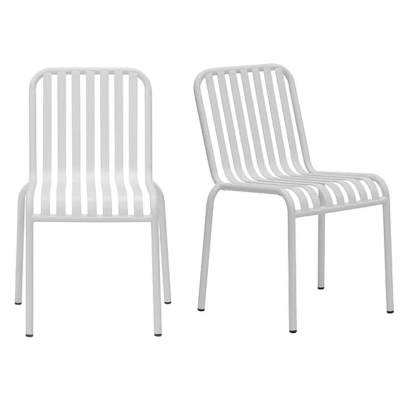 Euro Style Enid Outdoor Side Chair in White 90730-WHT (Set of 2)