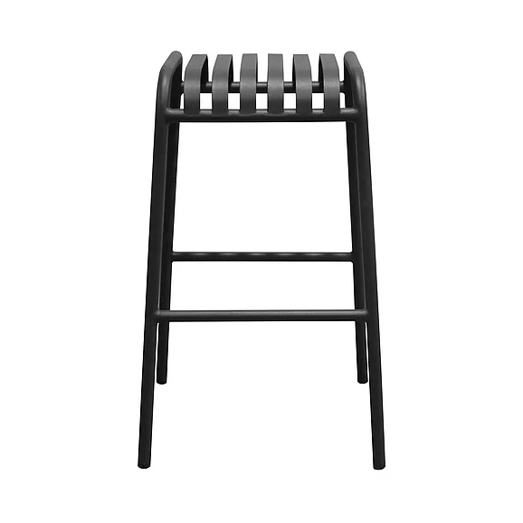 Euro Style Enid Stackable Outdoor Bar Stool in Black (Set of 2) 90732-BLK