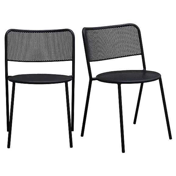 Euro Style Nansen Stackable Outdoor Side Chair in Black 90770-BLK (Set of 2)