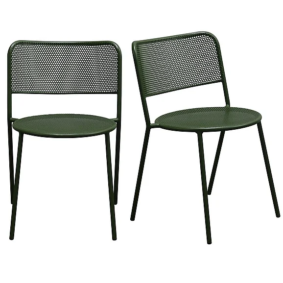 Euro Style Nansen Stackable Outdoor Side Chair in Dark Green 0770-DKGRN (Set of 2)