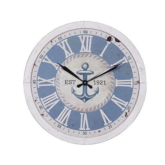 UMA White Metal Anchor Decorative Wall Clock, 24" x 24" x 2" | 90771