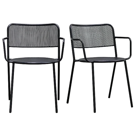 Euro Style Nansen Stackable Outdoor Armchair in Black 90772-BLK (Set of 2)