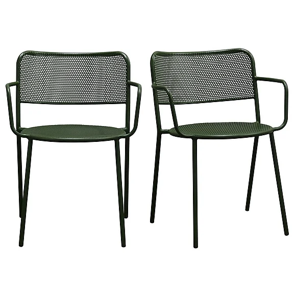Euro Style Nansen Stackable Outdoor Armchair in Dark Green 90772-DKGRN (Set of 2)