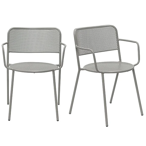 Euro Style Nansen Stackable Outdoor Armchair in Oyster Gray 90772-OYSGRY (Set of 2)