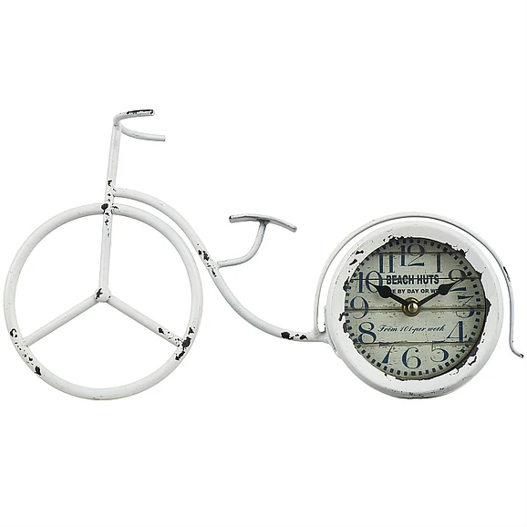 UMA White Metal Clock, 17" x 4" x 8" | 90785 CLOSEOUT