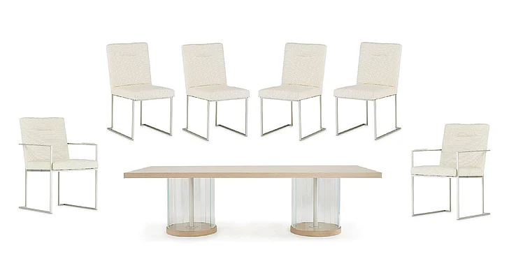 AICO Laguna Ridge 9pc Rectangular Dining Room Set in Washed Oak