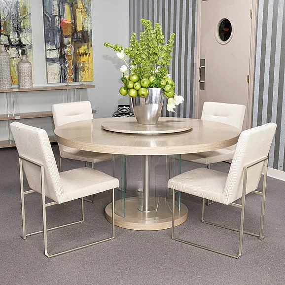 AICO Laguna Ridge 5pc Round Dining Room Set in Washed Oak