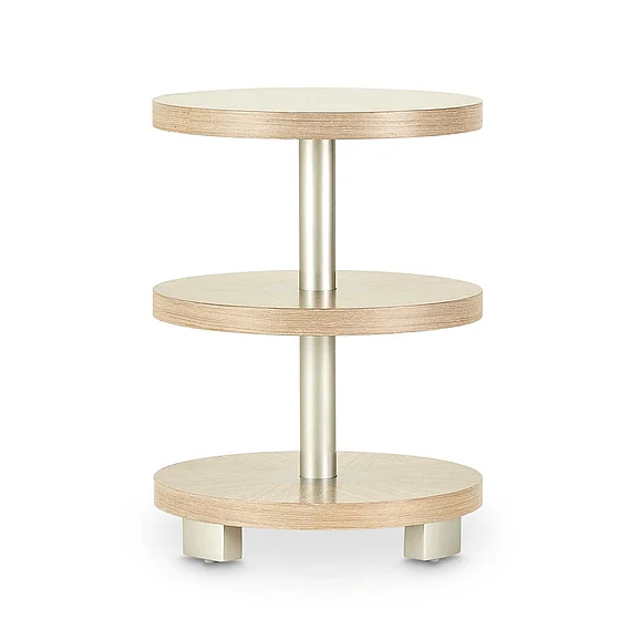 AICO Laguna Ridge Round Chairside Table in Washed Oak 9083222-129 CLOSEOUT
