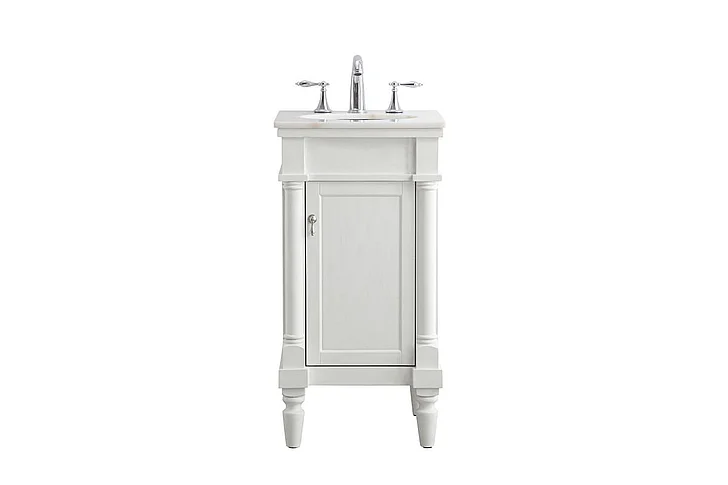 Elegant 18 In. Single Bathroom Vanity Set in Antique White VF13018AW