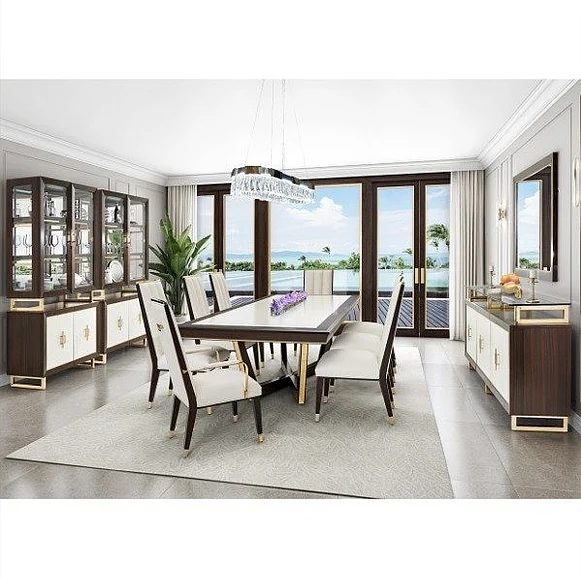 AICO Belmont Place 9pc Rectangular Dining Room Set in Espresso
