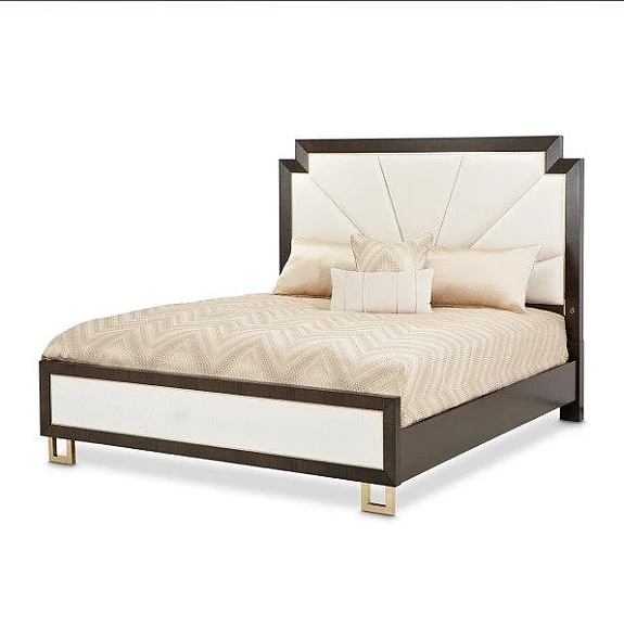 AICO Belmont Place King Panel Upholstered Bed in Espresso